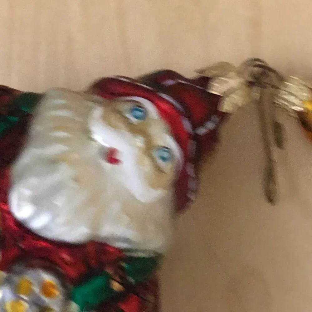 Vintage Dept 56 Hand Blown Glass Scottish Fisherman Santa with Fish 8